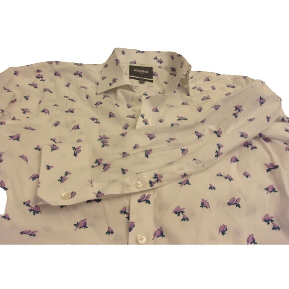 Bonobos Purple Dove Bird Long Sleeve Shirt Sz 15.5-32 Cotton Spandex Slim Fit - Picture 5 of 7
